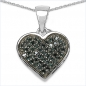 Preview: Collier/Kette mit filigranen Herz-Anhänger 47 seltene blaue und weiße Diamanten