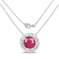 Preview: Collier/Kette-Anhänger echter ovaler Rubin-2,50 Karat-Sterling Silber Rhodiniert