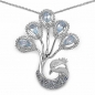 Preview: Collier/Halskette mit Anhänger-Pfau aus Blautopas/Weißtopas/Diamant-1,72 Karat