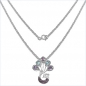 Preview: Collier/Halskette mit Anhänger-Pfau aus Amethyst,Blautopas,Rhodolith,Zirkonia
