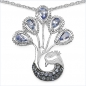 Preview: Collier/Halskette mit Anhänger-Pfau aus Tansanit/Zirkonia-1,47 Karat