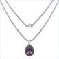 Preview: Collier/Kette mit Amethyst/Tansanit-Tropfen-Anhänger,Silber Rhodiniert-9,60 Karat