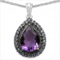 Preview: Collier/Kette mit Amethyst/Tansanit-Tropfen-Anhänger,Silber Rhodiniert-9,60 Karat