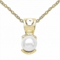 Preview: Collier/Kette mit Perle-Anhänger Silber-vergoldet mit 10 Karat Gelbgold-1,50 Kar