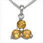 Preview: Collier/Halskette Citrin-Blume-Anhänger 925-Silber Rhod.-0,75 Karat