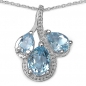 Preview: Collier/Kette mit 3 Tropfen Anhänger Blautopas-Sterling-Silber-Rhodiniert-2,48 Karat