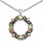 Preview: Collier/Kette mit Granat/Peridot-Anhänger Silber Rhodiniert-3,68 Karat