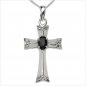 Preview: Collier/ Halskette mit Kreuz-Anhänger Diamanten/Saphir 0,83 Karat