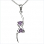 Preview: Collier/Kette mit Amethyst-Anhänger 925 Silber-Rhodiniert