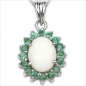 Preview: B-Ware-Collier/Halskette mit Smaragd/Opal-Anhänger-Silber Rhodiniert [P399OPE-BW]