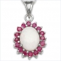 Preview: Collier/Halskette mit Rubin/Opal-Anhänger-925Silb.Rhodiniert-2,45 Karat