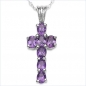 Preview: Collier/Kette Anhänger Amethyst-Kreuz-Silber 1,40 Karat