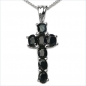 Preview: Collier/Kette Anhänger schwarzem Saphir-Kreuz-Silber 1,75 Karat