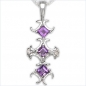 Preview: Collier/ Halskette mit Diamant/Amethyst-Anhänger in 925 Silber Rhodiniert