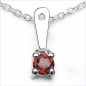 Preview: Collier/Kette-Anhänger Granat/Weißtopas-925 Silber-Rhod.0,20cts