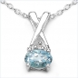 Preview: Collier/Kette mit ovalen und runden Blautopas als Anhänger-Silber-Rhodiniert-0,66 Karat