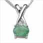 Preview: Collier/Kette mit Diamant/Smaragd-Anhänger 925 Silber