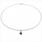 Preview: Collier/Kette mit Diamant/Black Saphir-Anhänger 925er Silber Rhodiniert