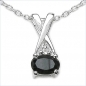 Preview: Collier/Kette mit Diamant/Black Saphir-Anhänger 925er Silber Rhodiniert