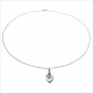 Preview: Collier mit Diamant/ Granat/ Herz-Anhänger Rhodiniert