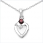Preview: Collier mit Diamant/ Granat/ Herz-Anhänger Rhodiniert