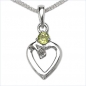 Preview: Collier mit Diamant/ Peridot/ Herz-Anhänger Rhodiniert