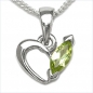 Preview: Collier/Kette mit Peridot Herz-Anhänger 925 Silber Rhodiniert