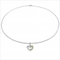 Preview: Exotischer Peridot-Herz-Anhänger mit Silbercollier/Kette 0,45 Karat