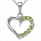 Preview: Exotischer Peridot-Herz-Anhänger mit Silbercollier/Kette 0,45 Karat