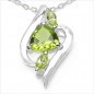 Preview: Collier/Kette mit 3 Peridots im Anhänger 0,90 Karat-Silber Rhodiniert