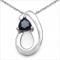 Preview: Collier/Kette Anhänger mit schwarzem Saphir-925 Silber-Rhodiniert