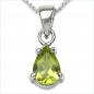 Preview: Collier/Kette m.Peridot-Tropfen-Anhänger 925-Silber Rhod.-0,75 Karat