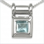 Preview: Collier/Kette mit Blautopas-Anhänger 925-Silber Rhodiniert-0,75 Karat