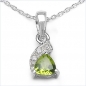 Preview: Collier/ Halskette mit 3 Diamanten/Peridot-Anhänger-0,48 Karat