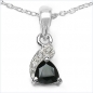 Preview: Collier/ Halskette mit 3 Diamanten/Saphir-Anhänger-Silb.-0,53 Karat