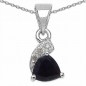 Preview: Collier/ Halskette mit 3 Diamanten/Saphir-Anhänger-Silb.-0,53 Karat