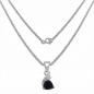 Preview: Collier/ Halskette mit 3 Diamanten/Saphir-Anhänger-Silb.-0,53 Karat