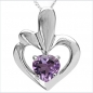 Preview: Collier/Kette mit Amethyst-Herz Anhänger 925-Silber Rhod.-1,25 Karat