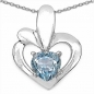 Preview: Collier/Kette m.Blautopas-Herz Anhänger 925-Silber Rhod.1,25 Karat