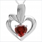 Preview: Collier/Kette m.Granat-Herz Anhänger 925-Silber Rhodin.-1,25 Karat