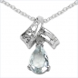 Preview: Collier/Kette Tropfen Anhänger Aquamarin-Silber-Rhodiniert 1,10 Karat
