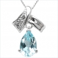 Preview: Collier/Kette Tropfen Anhänger Blautopas-Silber-Rhodin.1,30 Karat