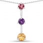 Preview: Collier/Kette mit Rhodolith, Citrin, Amethyst im Anhänger 1,10 Karat-Silber