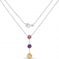 Preview: Collier/Kette mit Rhodolith, Citrin, Amethyst im Anhänger 1,10 Karat-Silber