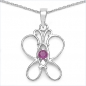 Preview: Collier/Kette-Anhänger Rubin-Schmetterling-Silber-Rhodiniert
