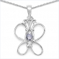 Preview: Collier/Kette-Anhänger Tansanit-Schmetterling-Silber-Rhodiniert