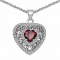 Preview: Collier/Kette mit Granat/Weißem Zirkonia-Herz-Anhänger 1,26 Karat-54 Steine
