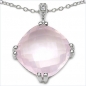 Preview: Collier/Kette mit Diamant/Rosenquarz-Anhänger 10 Karat