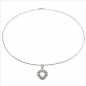 Preview: Collier/Halskette mit Diamant/Opal-Herz-Anhänger-925 Silber Rhodiniert