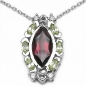 Preview: Collier/Kette mit Granat/Peridot/Zirkonia-Anhänger Silber Rhodiniert-2,77 Karat